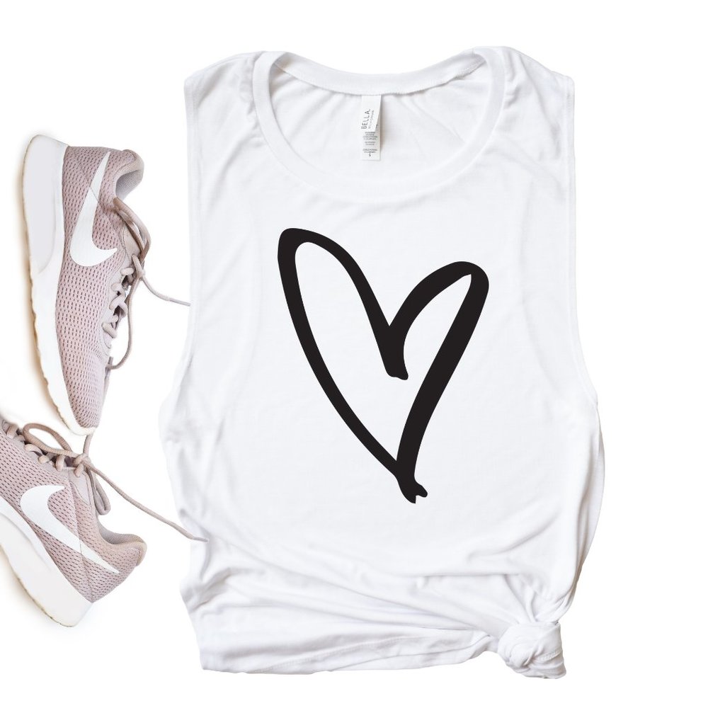 Heart Silhouette Workout Muscle Tank Top NEW